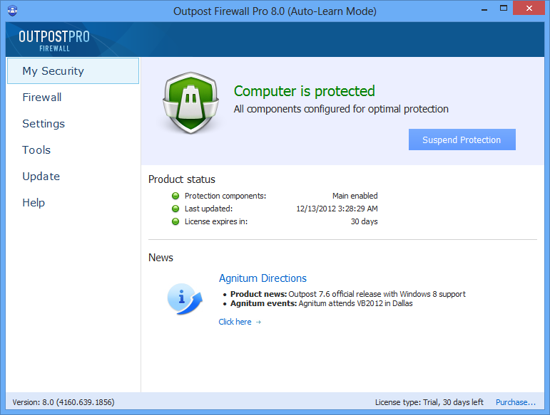 Agnitum Outpost Firewall Pro (64-bit) Screenshot